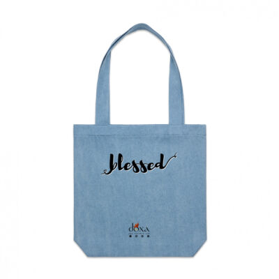 Tote / Bible Bag in Denim - Blessed Thumbnail